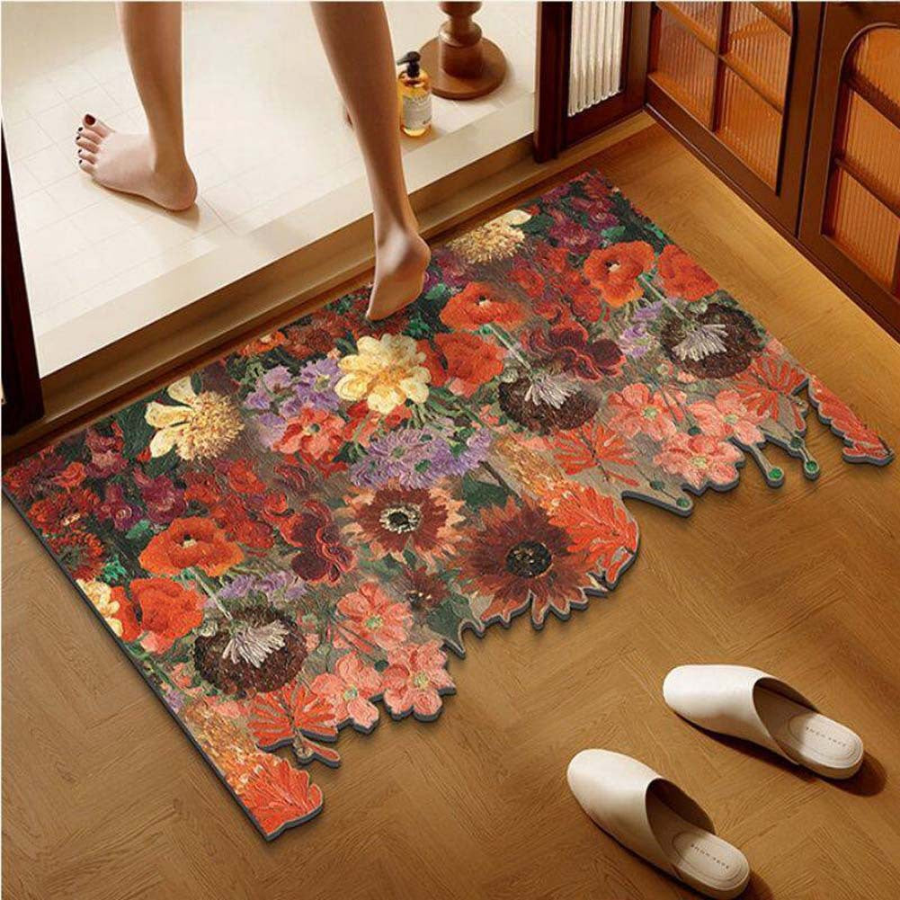 Blumenmotiv rutschfester Badezimmerteppich Brehn