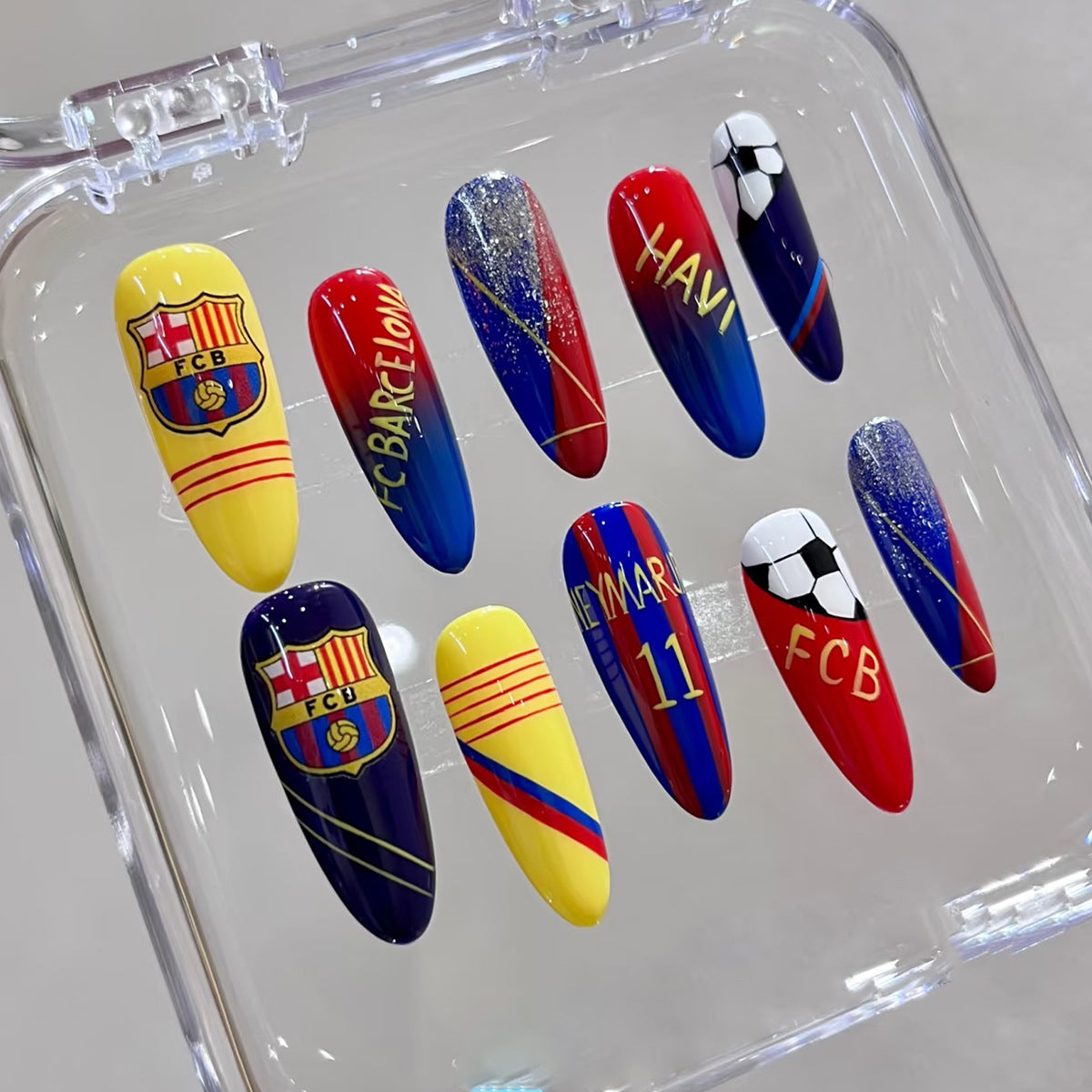 Sports-Themed Stiletto Presse-Nägel Brehn