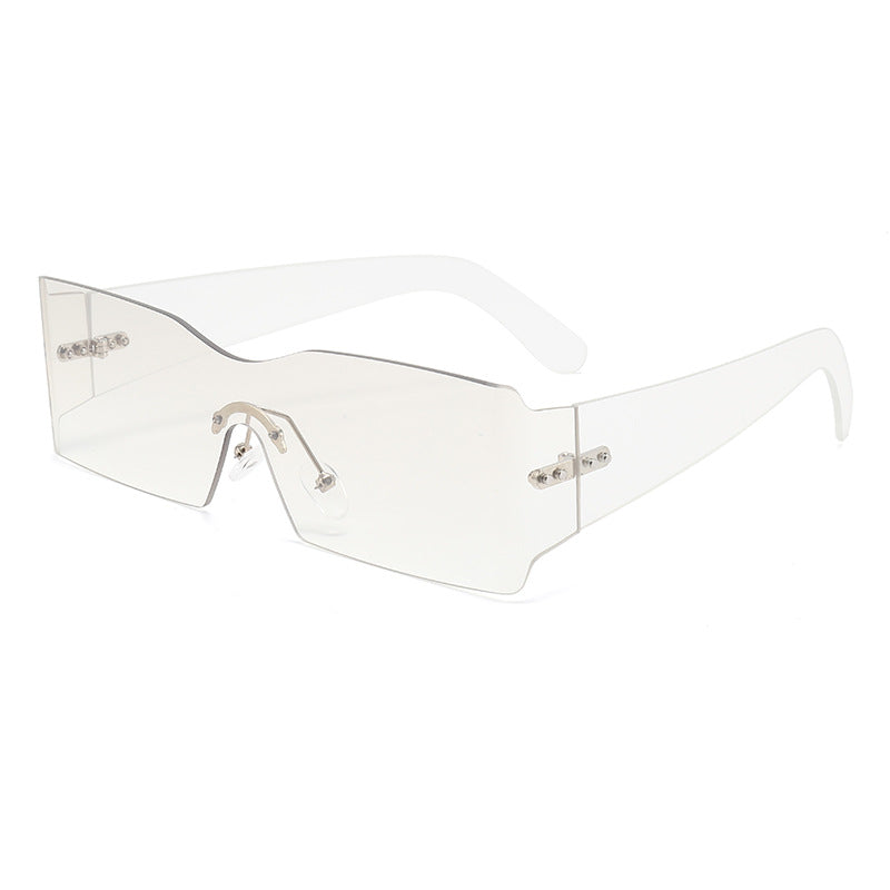 Damen futuristische Mode-Sonnenbrille mit transparentem Gestell Brehn