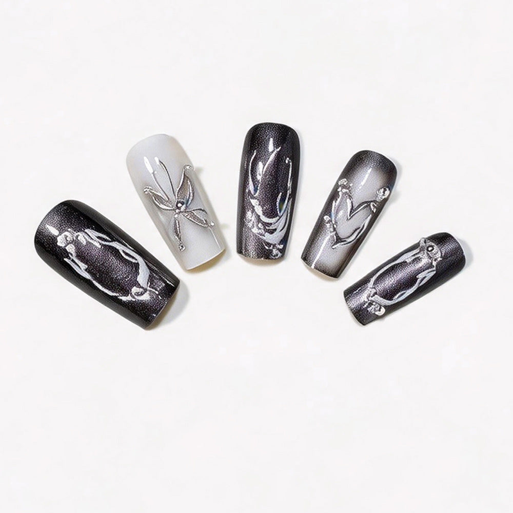 Künstlerisches Langes Press-On Nageldesign Brehn