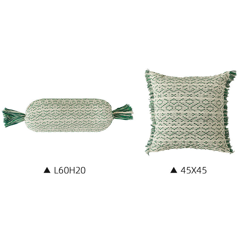 Wohnliches Kissen-Set aus gewebtem Baumwollmix mit Zylinderrolle und Quasten Brehn
