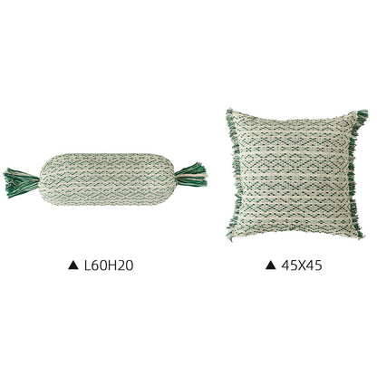 Wohnliches Kissen-Set aus gewebtem Baumwollmix mit Zylinderrolle und Quasten Brehn