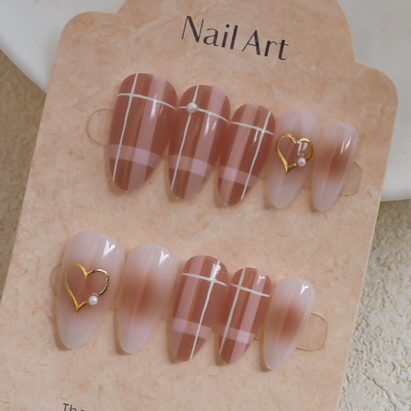 Künstlerisches Floral- und Stern-Applikationen Press-On Nagelset Brehn