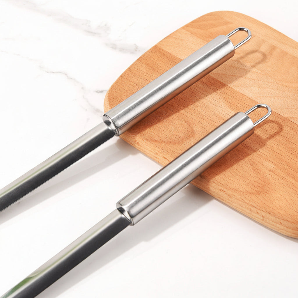 Edelstahl Grillbesteck Set mit Langstieligen Wendespachtel Gabel Zange und Schaber Brehn
