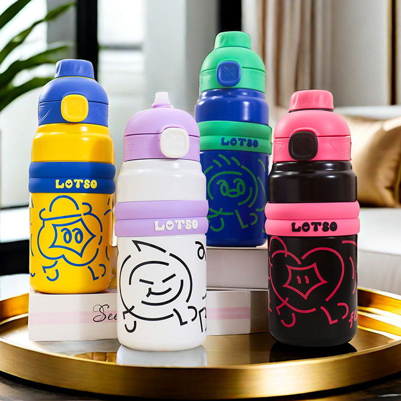 Damen Isolierte Trinkflasche mit lustigem Charakterdesign Brehn