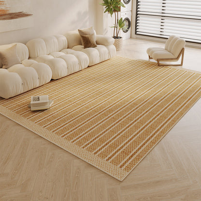 Large Low-Pile Striped Textured Area Rug with Durable Stain-Resistant Weave
