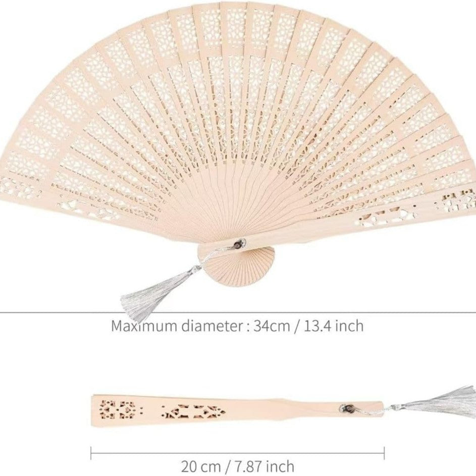 Damen dekorativer und hochwertiger Handfächer aus filigranem Holz Brehn