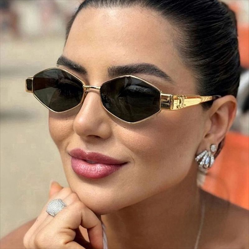 Damen hexagonale Designer-Sonnenbrille mit innovativem Metallrahmen Brehn