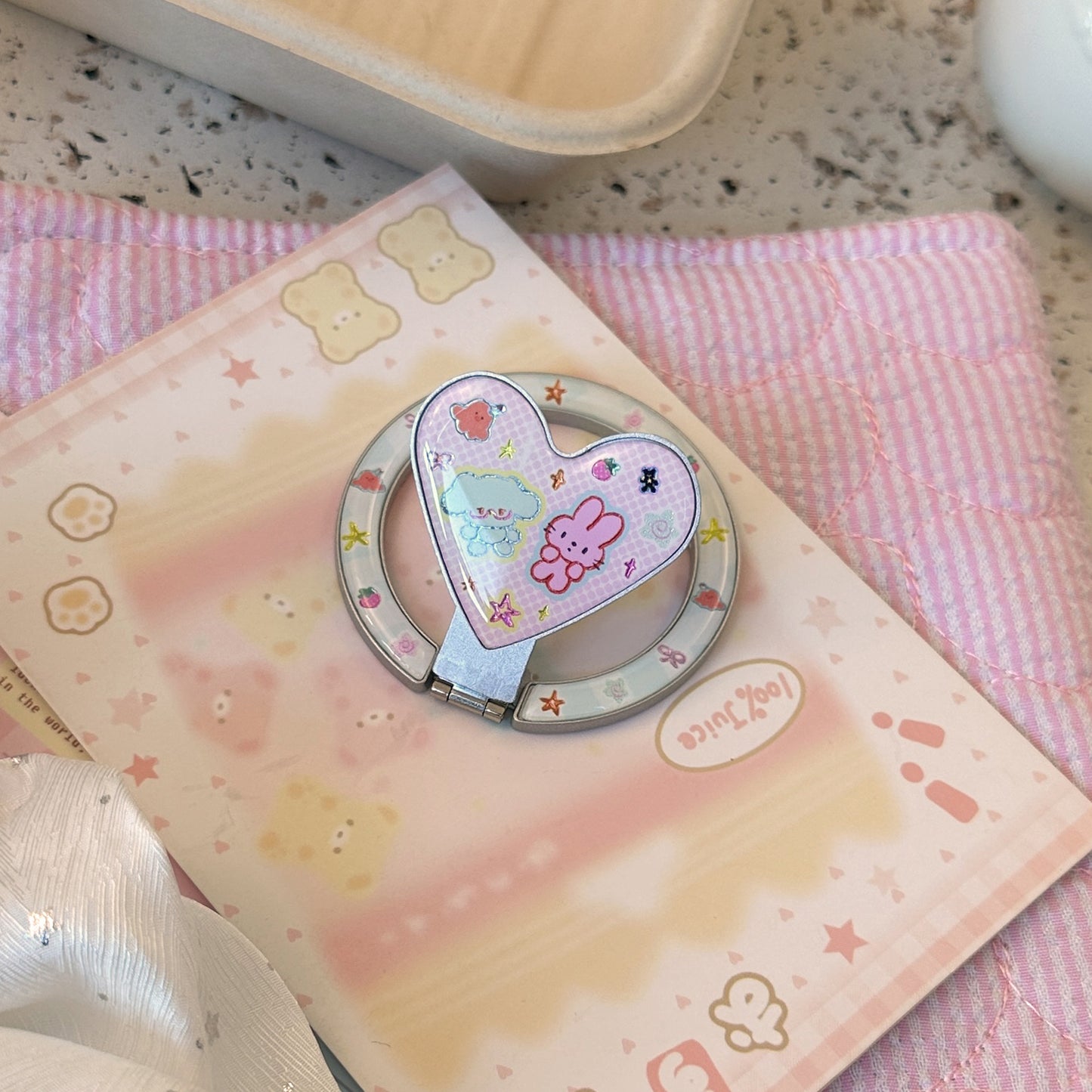 Herzförmiger Smartphone Fingerhalter mit Kawaii Design Brehn