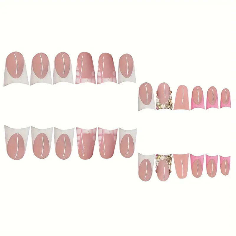 Glamorous 3D Crystal-Akzent Presse-auf Nagel Set Brehn