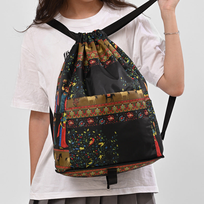 Zugkordel Blumendruck Rucksack Brehn