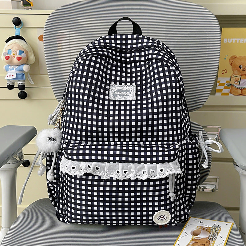 Charmantes Gingham-Muster Schulranzen