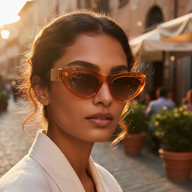 Damen Designer-Sonnenbrille mit luxuriösem Metallrahmen und stilvollen Verzierungen Brehn