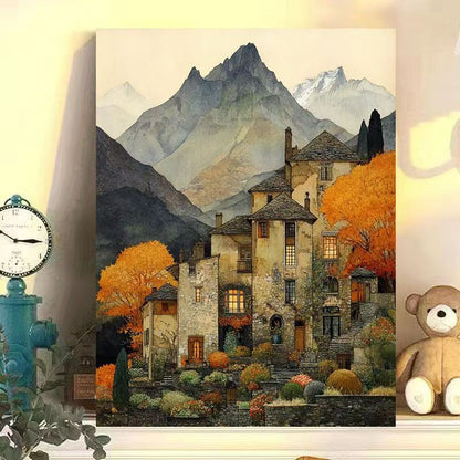 Vintage Europäische Landschaft Leinwand Kunstdruck Brehn