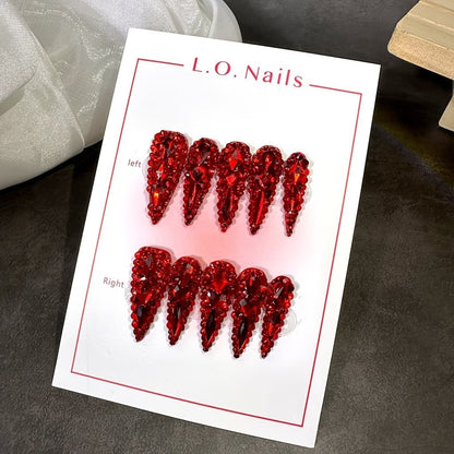 Rhinestone-beschichtete Stiletto-Nagelverlängerungen Brehn