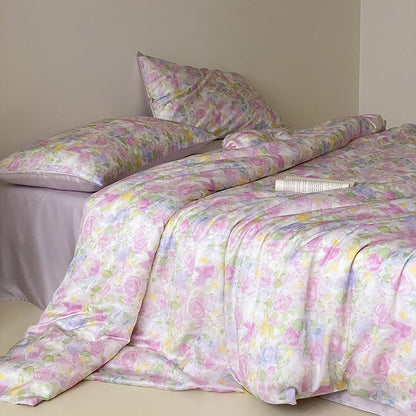 Bettwäsche-Garnitur aus Baumwollsatin mit floralem Vintage-Print