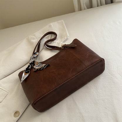 Elegante Faux-Leder Tote Handtasche mit Schal-Detail
