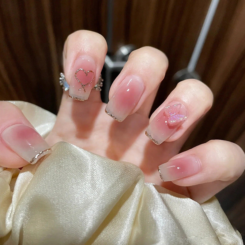 Künstliche Kunstfingernägel mit Herz- und Glitzerelementen Brehn