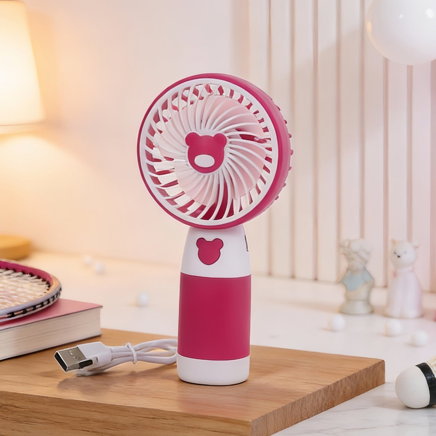 Damen Tragbarer Mini USB Ventilator mit Tier Löwen Design Brehn