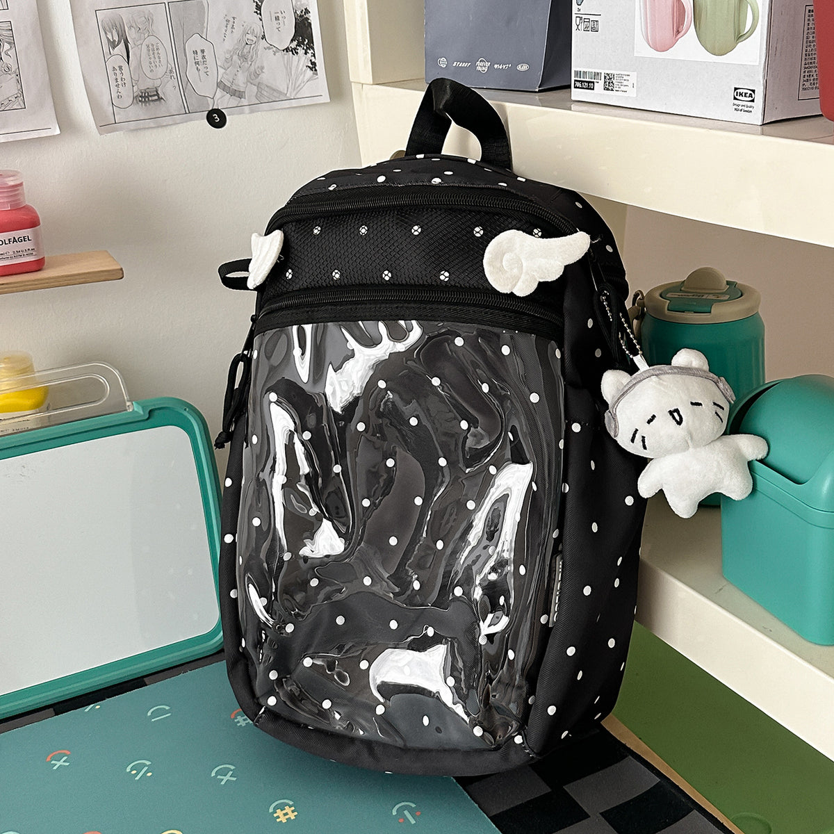 Transparenter Punktmuster-Rucksack Brehn