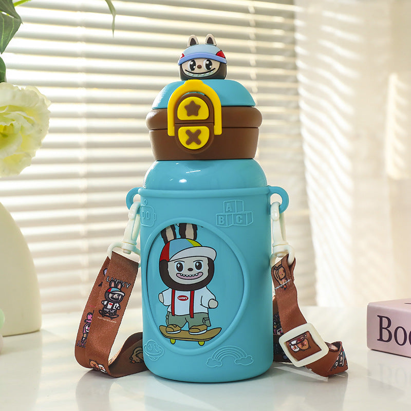 Damen isolierte Kinder-Trinkflasche mit ergonomischem Tragesystem und lustigem Tierdesign Brehn