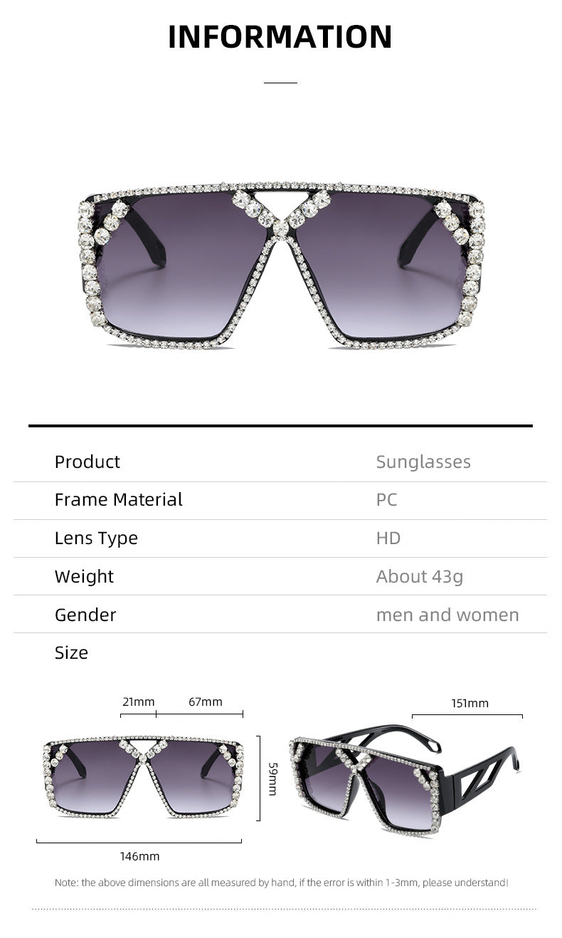 Damen Glamouröse Oversized-Sonnenbrille mit funkelndem Rahmen und UV-Schutz Brehn