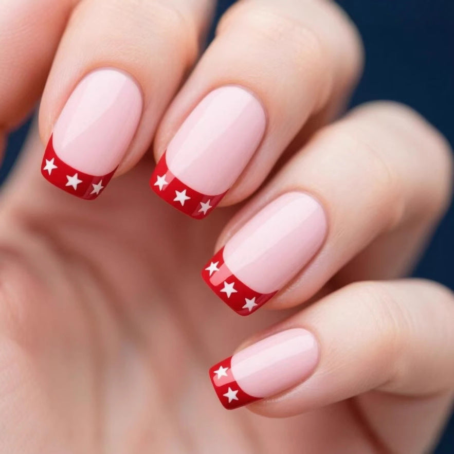 Stern-verzierte French Tip Nagelkunst Brehn