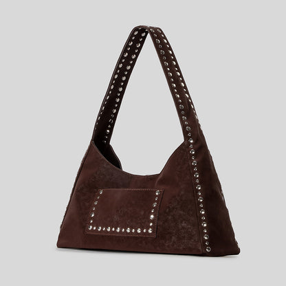Nieten Wildleder Hobo Tasche