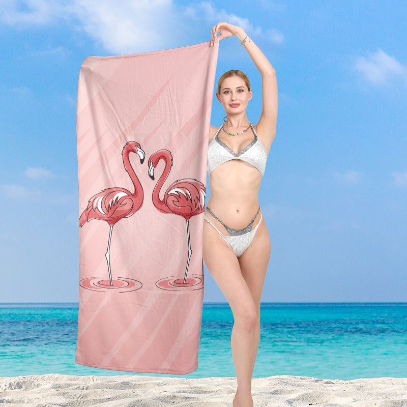 Premium Strandtuch mit lebhaftem Flamingo-Design Brehn