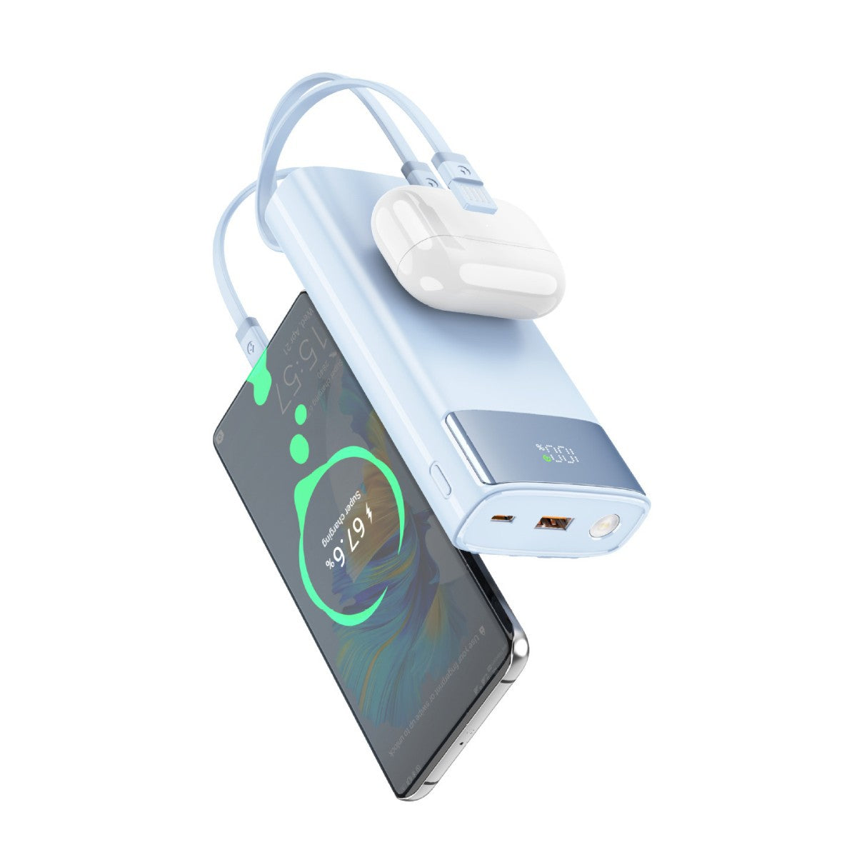 Tragbare Powerbank mit Schlankem Design und Digitalem Display Brehn