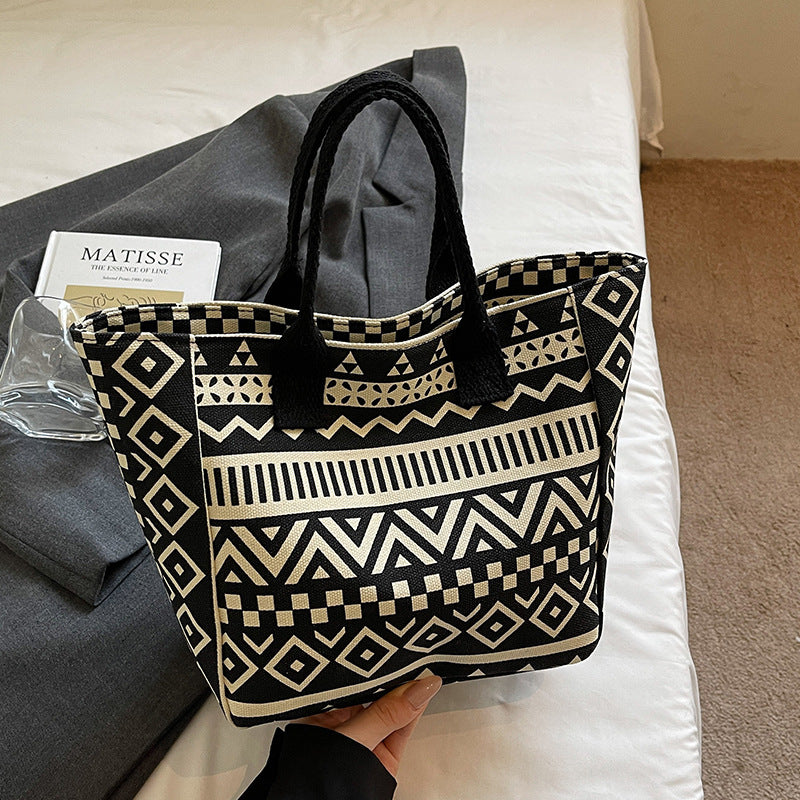 Geometrisches Druck-Canvas-Shopper-Bag