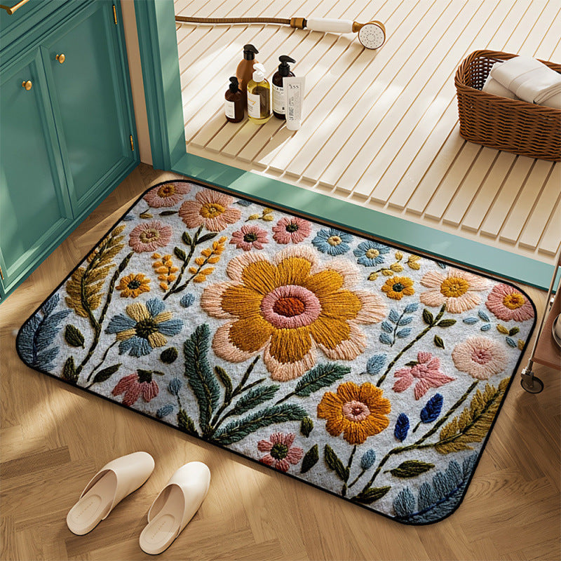 Floraler bestickter Teppich Brehn