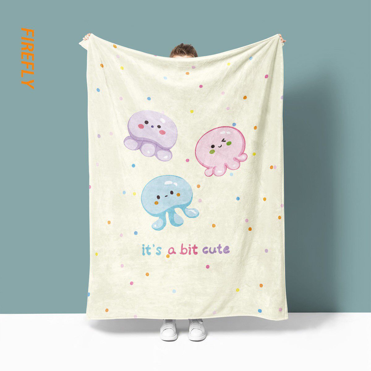 Verspielte Quallen-Themen-Fleece-Decke