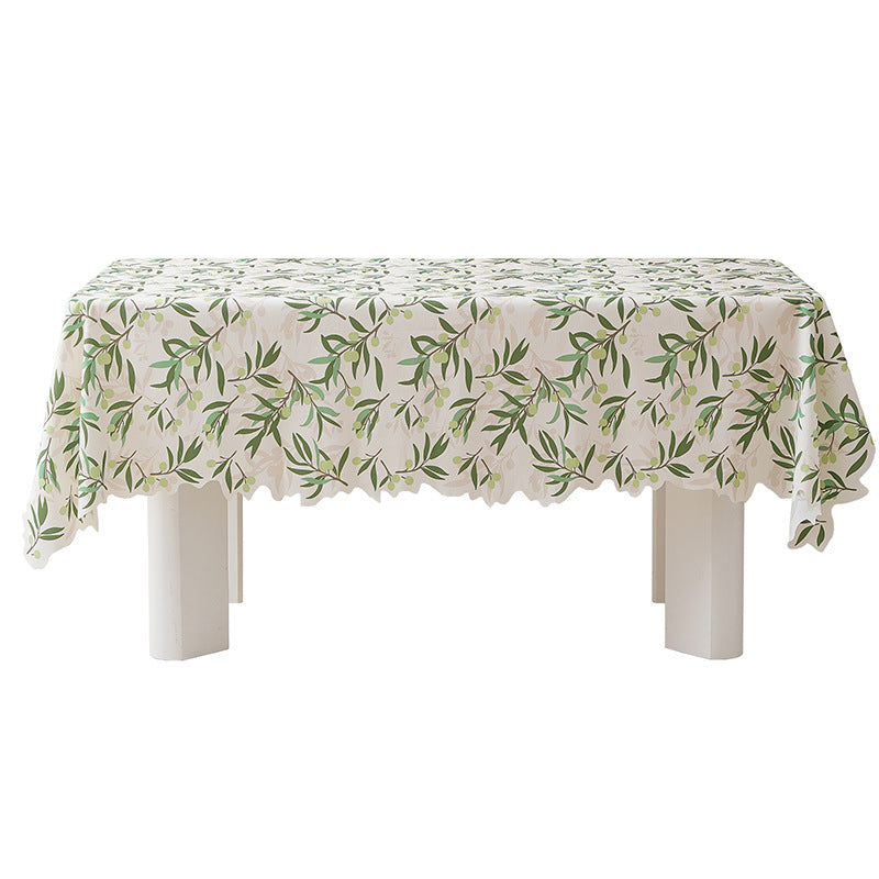 Runde abwischbare Tischdecke mit floralem Ausschnittsaum Brehn