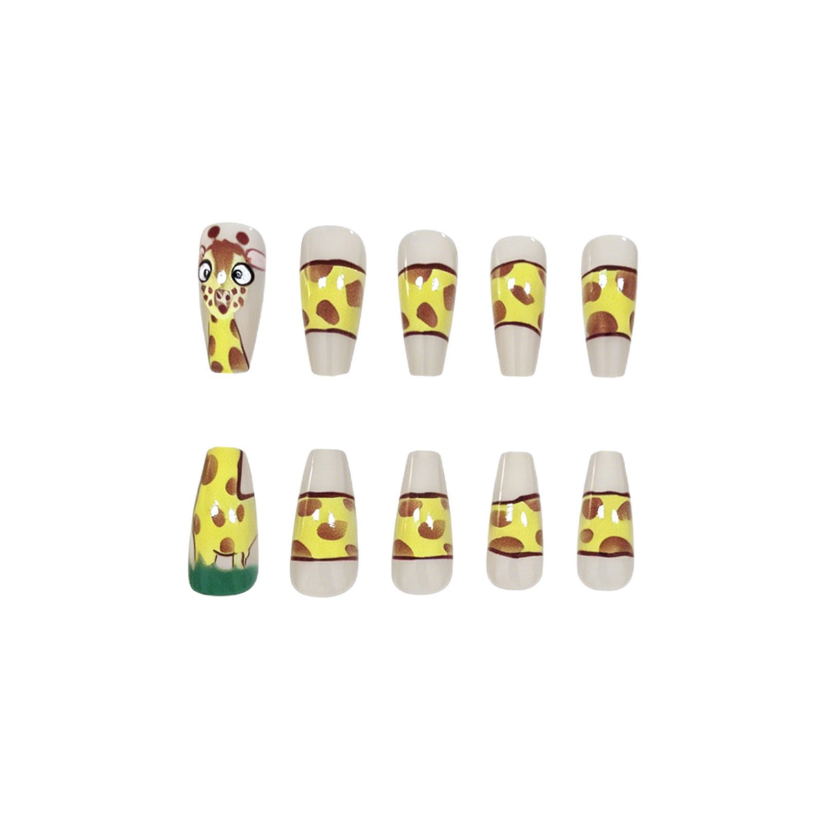 Verspielte Giraffen-themed Nagelkunstverzierungen Brehn