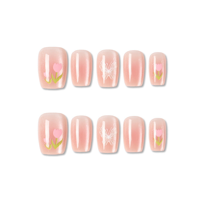 Künstlerisches Press-On-Nagelset mit floralen Akzenten Brehn 1787395327