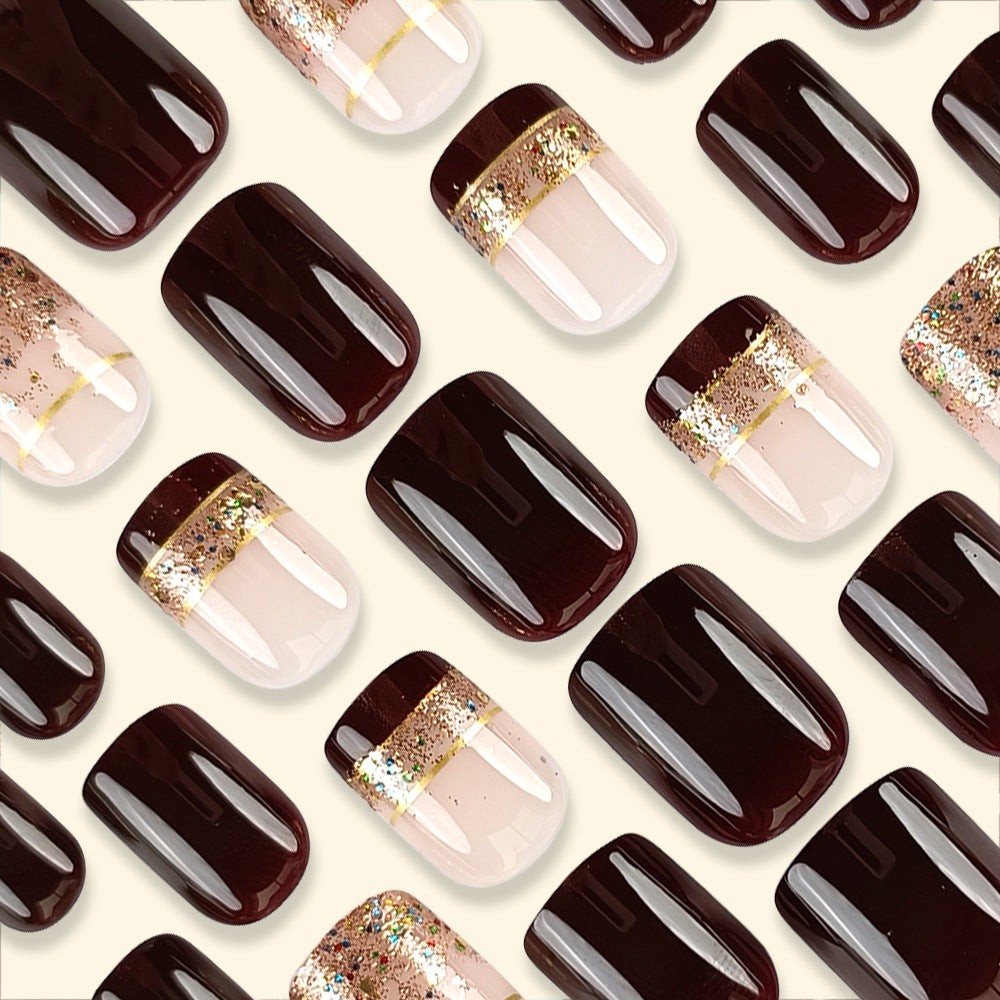 Glitzerndes French Tip Nagelkunstset Brehn