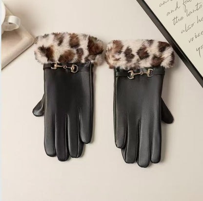 Luxuriöse Kunstpelz-Bündchen-Lederhandschuhe Brehn