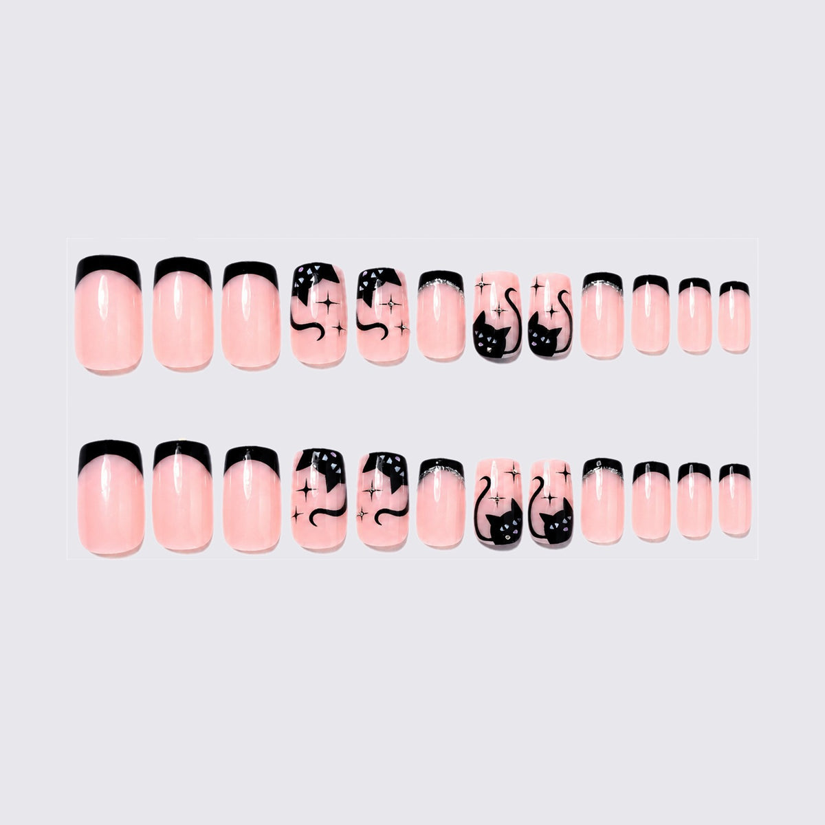 Kunstnagelset mit Glamourösen Schwarz-Designs und funkelnden Akzenten Brehn