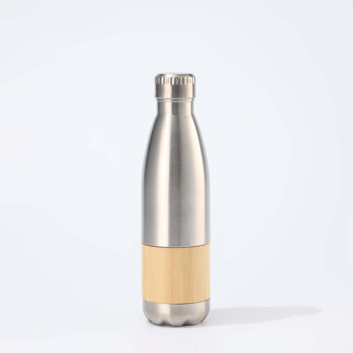 Damen Edelstahl Trinkflasche mit Bambus-Applikation Brehn
