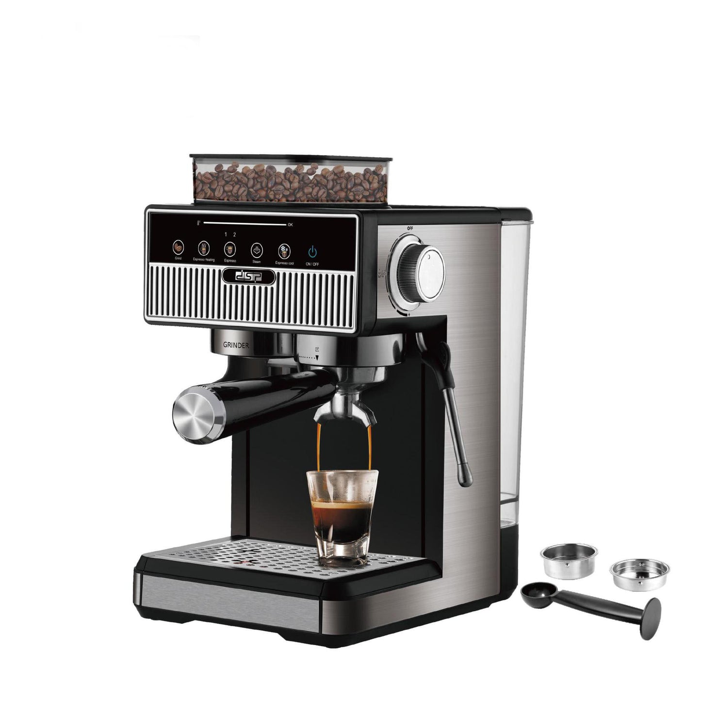 Espressomaschine mit Integriertem Mahlwerk und Präzisen Temperatureinstellungen Brehn