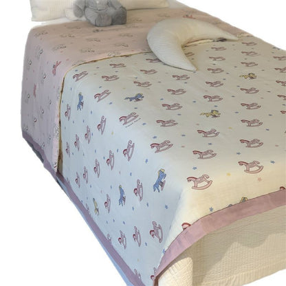 Weiche Mull-Babydecke mit Teddy-Design und doppellagiger Gaze