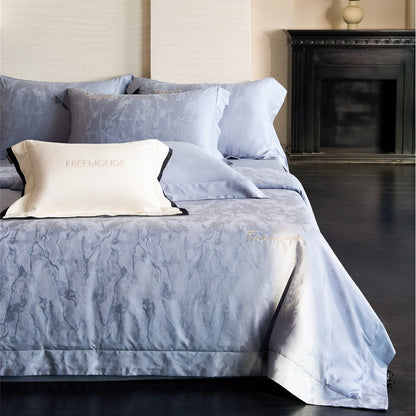 Luxus Jacquard Satin-Back Bettbezug Bettwäsche Set mit Euro- und Oxford-Kissenbezügen