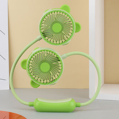 Unisex nan tragbarer Nackenventilator Doppelventilator mit flexiblem Halsbügel und USB-Aufladung Brehn