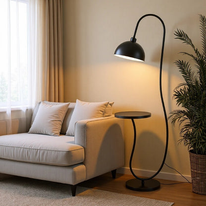 Moderne Funktionale Stehlampe mit Integriertem Beistelltisch