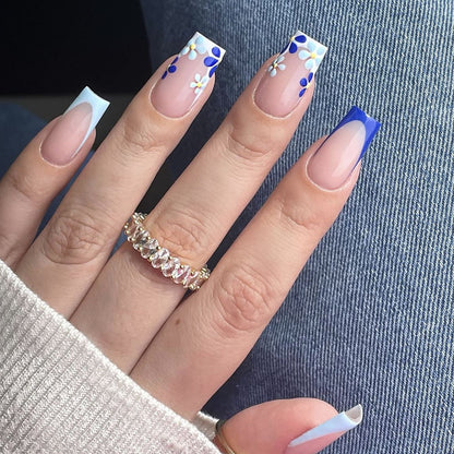 Blumen Französische Spitze Acryl Nagelkunst Verlängerungen Brehn