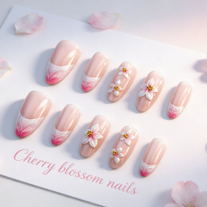 Premium Kirschblüten Press-On Nail Art Set