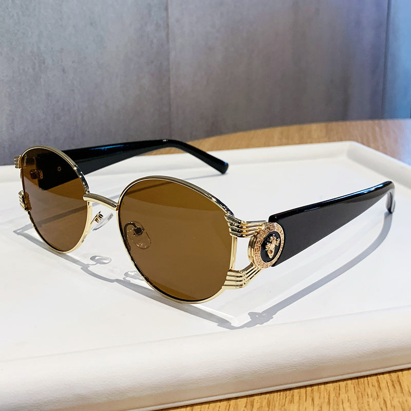 Damen elegante Sonnenbrille mit luxuriösem Metallrahmen und verspiegelten Gläsern Brehn
