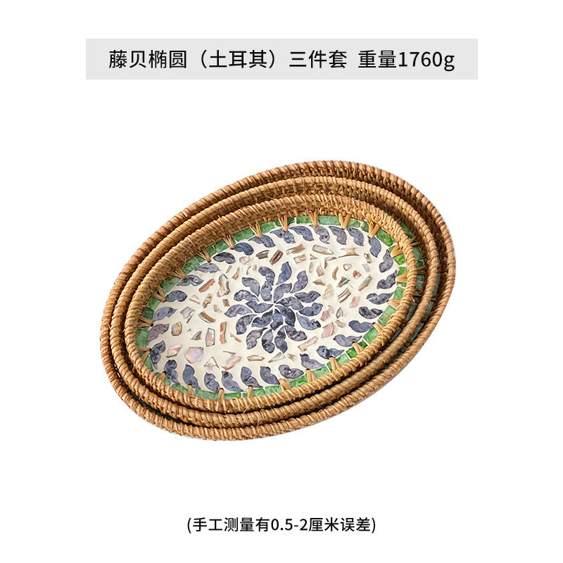 Damen Eleganter Servierteller-Set aus handgewebtem Naturmaterial Brehn