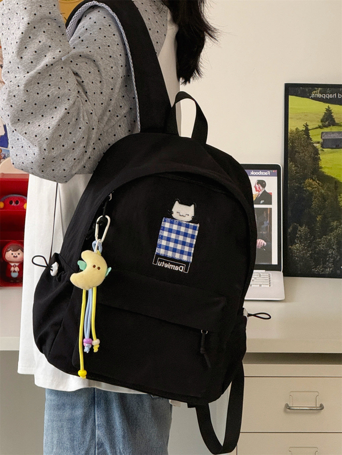 Kat-Stickerei Kompakte Schulrucksack